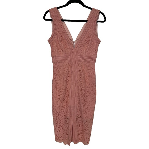 BARDOT Morgan Front Slit Lace Cocktail Dress in Blush Pink Sz. 4 XS - Picture 2 of 7